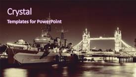  Presentation with warship - Amazing slide set having hms belfast warship and tower backdrop and a wine colored foreground