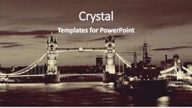  Presentation with warship - Audience pleasing presentation design consisting of hms belfast warship and tower backdrop and a tawny brown colored foreground