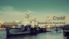  Presentation with warship - Theme enhanced with hms belfast warship and tower background and a mint green colored foreground
