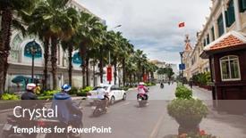  Presentation with colonial - Colorful theme enhanced with ho-chi-minh-city-saigon backdrop and a gray colored foreground