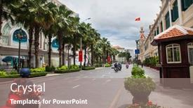  Presentation with colonial - Theme consisting of ho-chi-minh-city-saigon background and a coral colored foreground