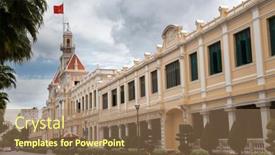 Presentation with colonial - PPT theme with ho-chi-minh-city-saigon background and a coral colored foreground