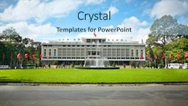  Presentation with vietnam war - Slide set having ho chi minh city vietnam background and a light blue colored foreground