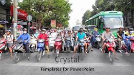  Presentation with traffic road - Cool new slide deck with ho-chi-minh-city-vietnam backdrop and a light gray colored foreground