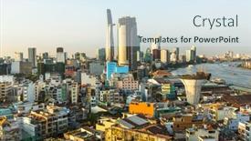  Presentation with population - Presentation featuring ho-chi-minh-city-vietnam background and a sky blue colored foreground