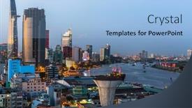  Presentation with population - Amazing theme having ho-chi-minh-city-vietnam backdrop and a light blue colored foreground