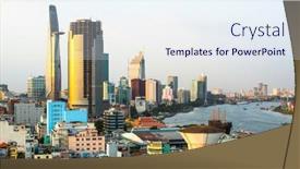  Presentation with population - PPT layouts featuring ho-chi-minh-saigon-vietnam background and a sky blue colored foreground