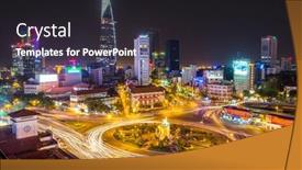  Presentation with park night city - Amazing presentation theme having ho-chi-minh-vietnam-24 backdrop and a dark gray colored foreground