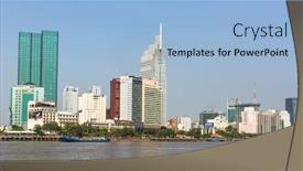  Presentation with water river - Amazing presentation theme having ho-chi-minh-vietnam-jan backdrop and a light blue colored foreground