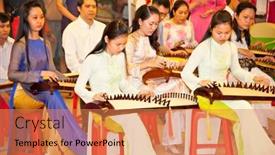  Presentation with cultural music - Presentation having ho-chi-minh-vietnam-nov background and a coral colored foreground