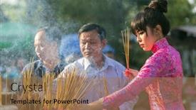  Presentation with incense - Cool new theme with ho-chi-minh-ville-vietnam backdrop and a coral colored foreground