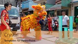  Presentation with acrobats - Colorful slide deck enhanced with ho-chi-minh-ville-vietnam backdrop and a gold colored foreground