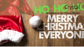  Presentation with everyone - Slide deck consisting of ho-ho merry christmas everyone background and a coral colored foreground