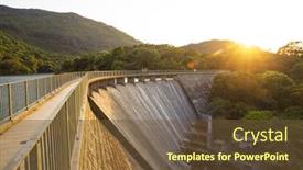  Presentation with water reservoir - Beautiful slide deck featuring ho pui reservoir - yuen long hong kong water dam sunset backdrop and a tawny brown colored foreground