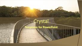  Presentation with water reservoir - Slide set having ho pui reservoir - yuen long hong kong water dam sunset background and a tawny brown colored foreground