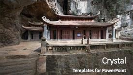  Presentation with hoa - Presentation theme enhanced with hoa - bich dong pagoda in ninh background and a dark gray colored foreground