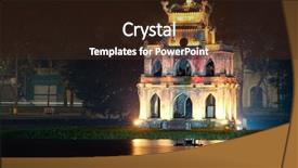  Presentation with tortoise - Amazing PPT theme having hoan kiem lake in hanoi backdrop and a wine colored foreground