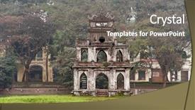  Presentation with tortoise - Presentation design having hoan kiem lake in hanoi background and a gray colored foreground