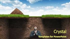  Presentation with underground metro rails - Presentation theme consisting of hoardings - man sits as hostage underground background and a tawny brown colored foreground