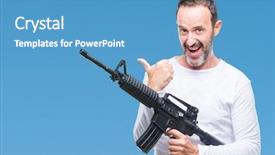  Presentation with weapon - Colorful slide deck enhanced with hoary criminal man holding gun backdrop and a teal colored foreground