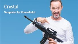  Presentation with weapon - Presentation theme enhanced with hoary criminal man holding gun background and a teal colored foreground
