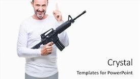  Presentation with weapon - Colorful slide set enhanced with hoary criminal man holding gun backdrop and a white colored foreground