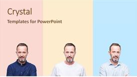  Presentation with simple and light colors - Colorful PPT layouts enhanced with hoary handsome man over colorful backdrop and a  colored foreground