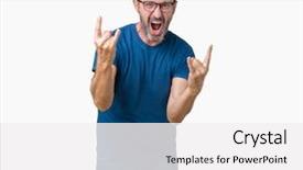  Presentation with rock star - Audience pleasing PPT theme consisting of hoary senior man wearin glasses backdrop and a white colored foreground