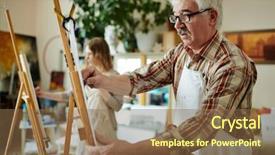  Presentation with class - Beautiful slide set featuring hobbies - senior art-class learner studying backdrop and a tawny brown colored foreground