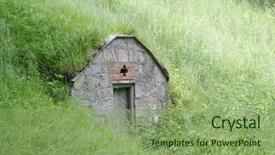  Presentation with norway - Presentation design consisting of hobbit - doorway into a hill background and a seafoam green colored foreground