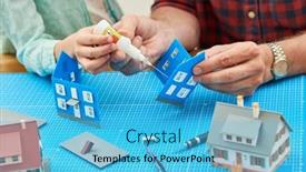  Presentation with house building - Presentation theme consisting of hobby-of-building-scale-miniature background and a light blue colored foreground