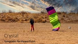  Presentation with dry - Presentation consisting of hobby-skydiving-parachutist-landing background and a coral colored foreground