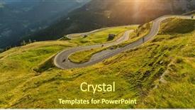  Presentation with drivers - Presentation design with roundabout - motorcycle drivers riding in alpine background and a tawny brown colored foreground