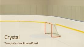  Presentation with ice rink - Amazing presentation design having hockey goal on ice rink backdrop and a lemonade colored foreground