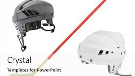  Presentation with hockey - Audience pleasing slides consisting of hockey helmet under the white backdrop and a  colored foreground