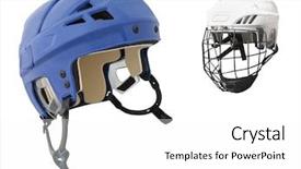  Presentation with hockey - Colorful theme enhanced with hockey helmet under the white backdrop and a  colored foreground