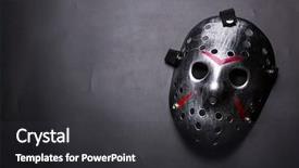  Presentation with serial killer - Presentation design having hockey mask of serial killer background and a dark gray colored foreground