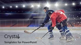  Presentation with rink - Slide deck consisting of hockey match at rink mixed background and a light gray colored foreground
