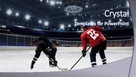  Presentation with rink - Slide deck featuring hockey match at rink mixed background and a tawny brown colored foreground