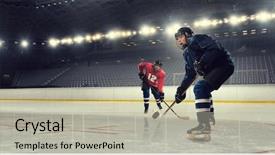 Presentation with rink - PPT theme with hockey match at rink mixed background and a mint green colored foreground