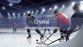  Presentation with rink - Colorful theme enhanced with hockey match at rink mixed backdrop and a ocean colored foreground