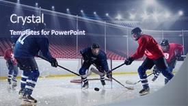 Presentation with rink - Colorful theme enhanced with hockey match at rink mixed backdrop and a ocean colored foreground