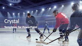  Presentation with rink - Audience pleasing theme consisting of hockey match at rink mixed media backdrop and a ocean colored foreground
