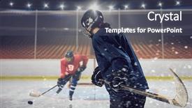  Presentation with rink - Presentation design featuring hockey match at rink mixed media background and a dark gray colored foreground