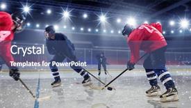  Presentation with rink - Beautiful slide deck featuring hockey match at rink mixed media backdrop and a ocean colored foreground