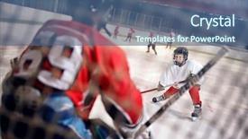  Presentation with puck - Amazing presentation design having hockey match at rink player backdrop and a ocean colored foreground