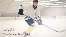  Presentation with hockey - Presentation theme having hockey-player-during-a-workout background and a sky blue colored foreground