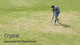  Presentation with field hockey - Audience pleasing slides consisting of hockey player in a field backdrop and a yellow colored foreground