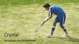  Presentation with field hockey - Amazing theme having hockey player in a field backdrop and a yellow colored foreground