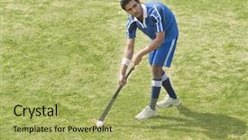  Presentation with field hockey - Colorful PPT layouts enhanced with hockey player in a field backdrop and a yellow colored foreground